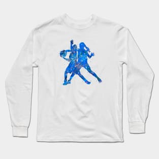 Basketball Girl Dribble - Blue Long Sleeve T-Shirt